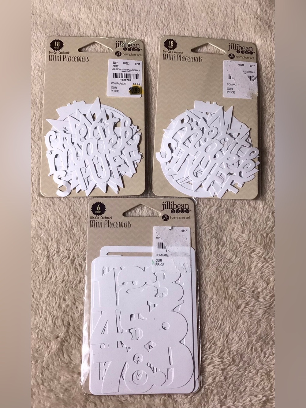 Jillibean Soup White Die-Cut Mini Placemats - Pack of 3